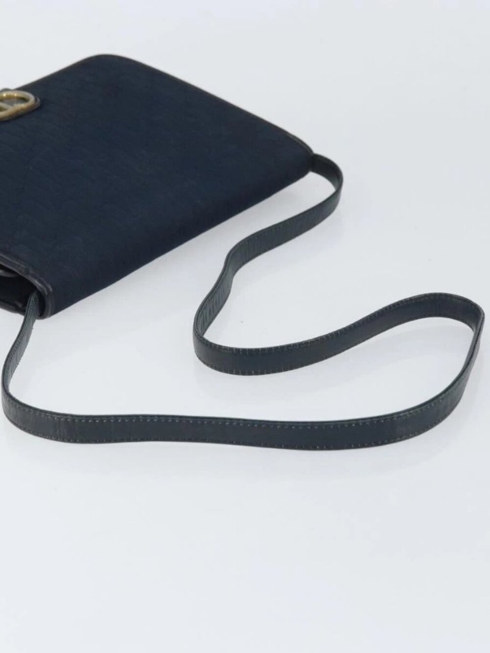Christian Dior Trotter Canvas Shoulder Bag Navy Gold Auth ka2125 - Picture 7 of 16